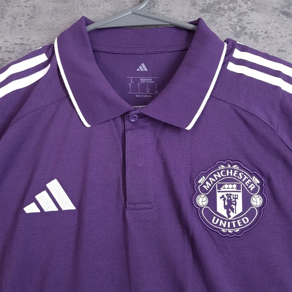 ADIDAS Manchester United UK Soccer Polo Shirt Mens LARGE Purple JP3105